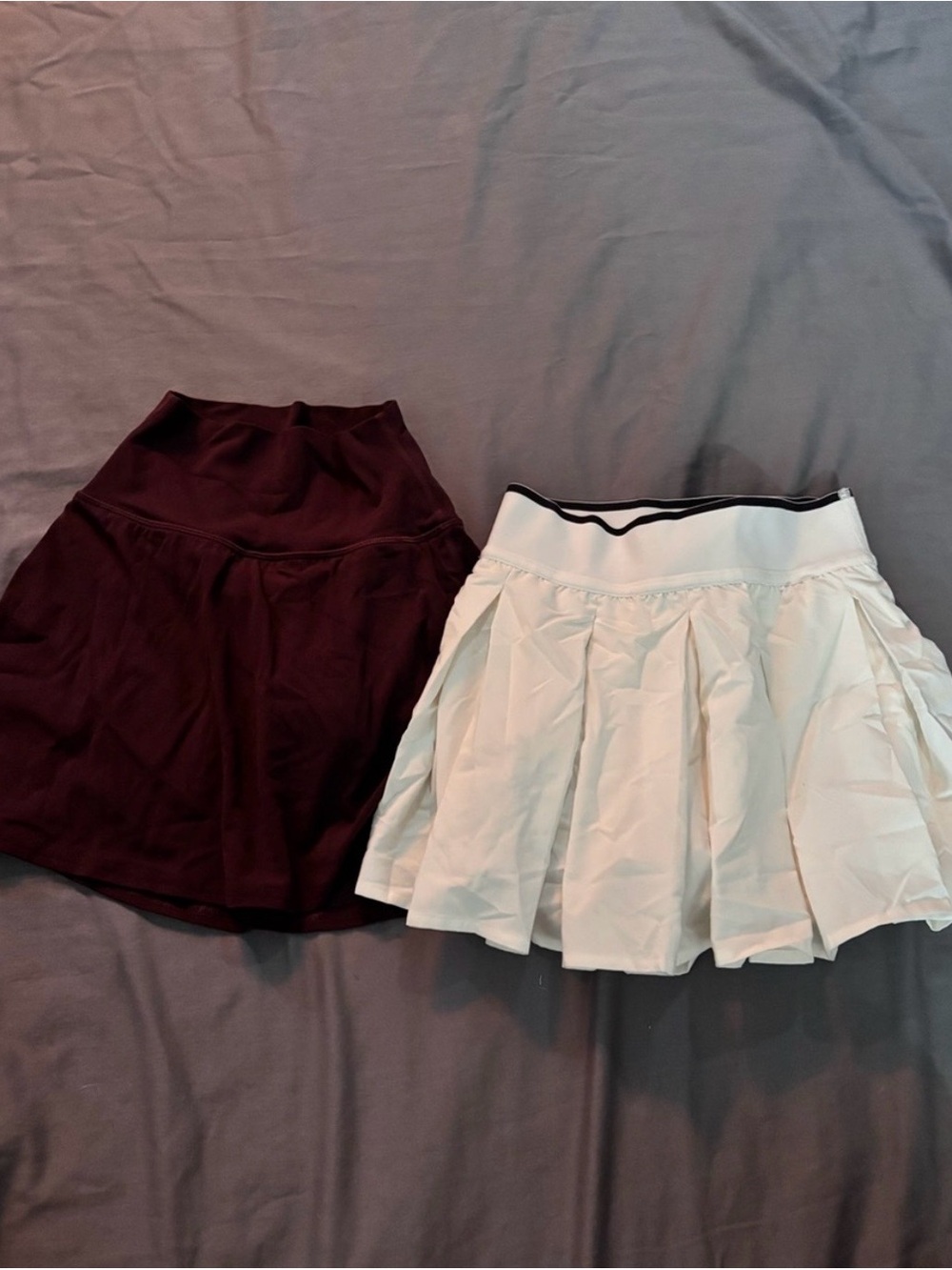 lululemon athletica White Pleated Tennis Skirt and Burgundy Skort Duo